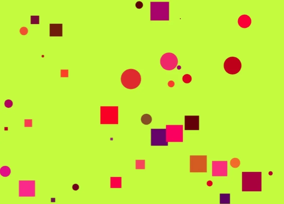 Screenshot of one of the many possibilities of the Generative Design project, showing a colorful, abstract pattern.