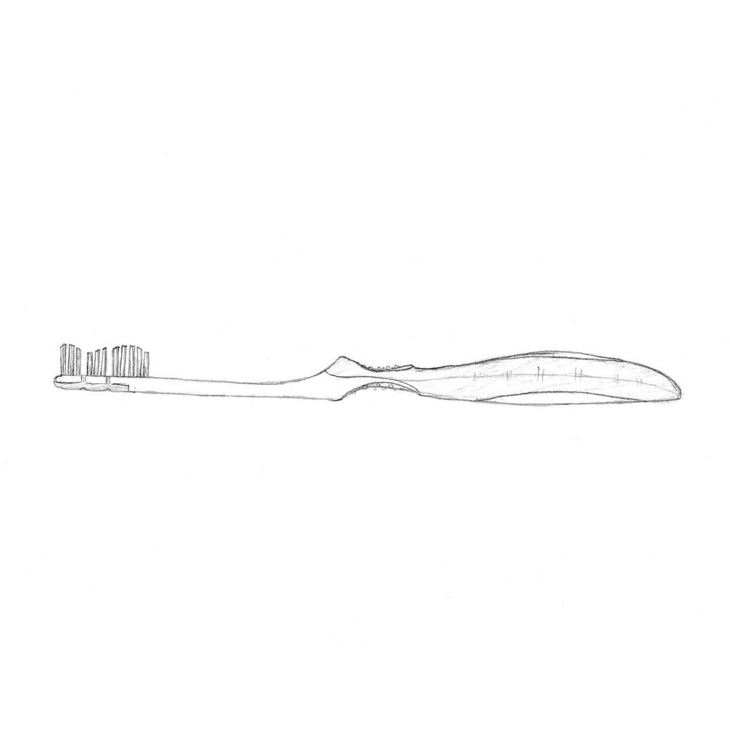 Dessin en noir et blanc d'une brosse à dents.