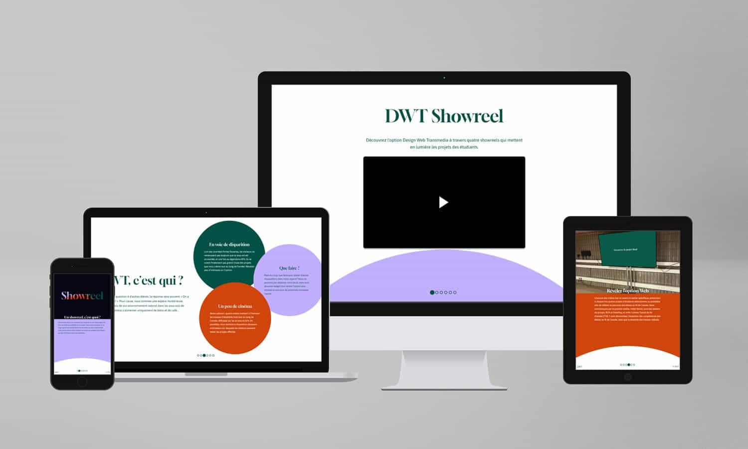 Mockup of the RUX project,  showing various pages of the website on screens of varying sizes.